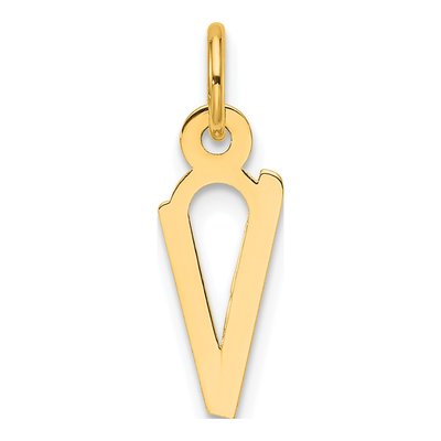 14K Yellow Gold Block Letter V Charm
