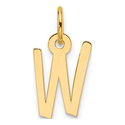 14K Yellow Gold Block Letter W Charm