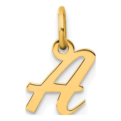 14K Yellow Gold Script Letter A Charm