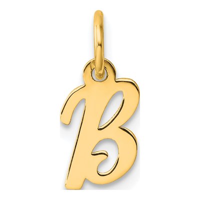14K Yellow Gold Script Letter B Charm