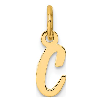 14K Yellow Gold Script Letter C Pendant