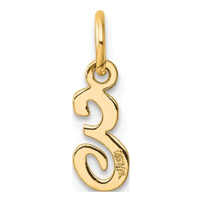 14K Yellow Gold Script Letter E Charm – view 4