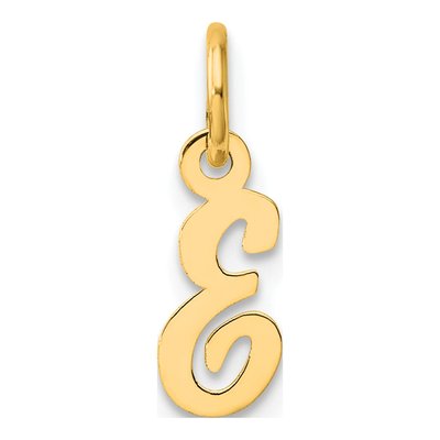 14K Yellow Gold Script Letter E Charm