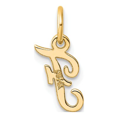 14K Yellow Gold Small Script Letter F Charm – view 4
