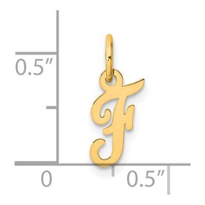 14K Yellow Gold Small Script Letter F Charm – view 5