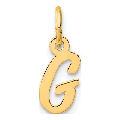 14K Yellow Gold Small Script Letter G Charm