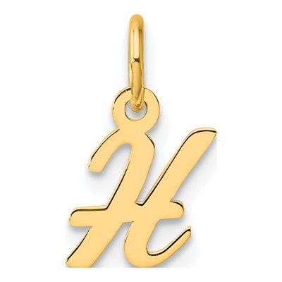 14K Yellow Gold Script Letter H Pendant