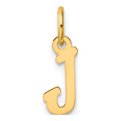 14K Yellow Gold Small Script Letter J Charm