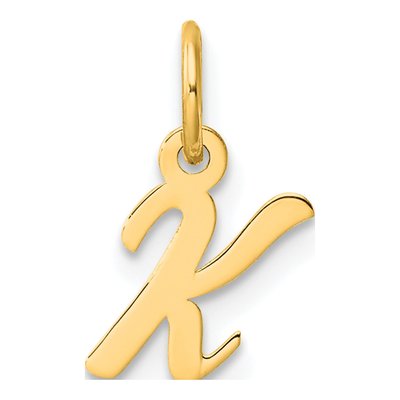 14K Yellow Gold Script Letter K Charm