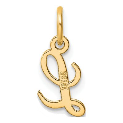 14K Yellow Gold Script Letter L Pendant – view 4