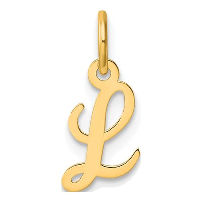 14K Yellow Gold Script Letter L Pendant