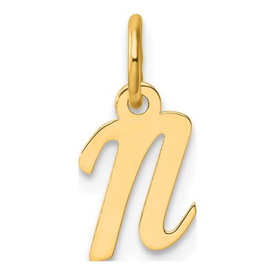 14K Yellow Gold Letter N Pendant