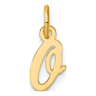 14K Yellow Gold Script Letter O Charm