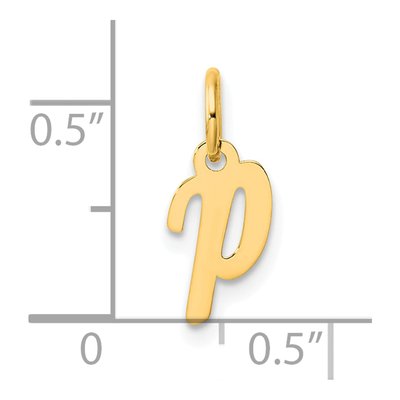 14K Yellow Gold Small Script Letter P Charm – view 5