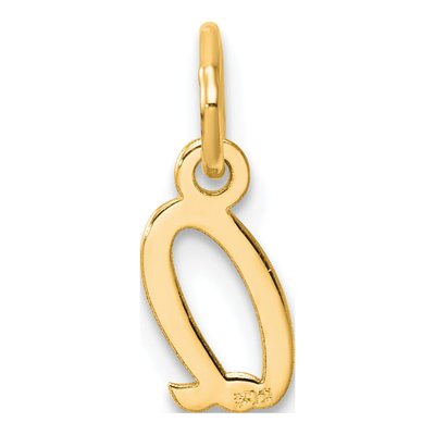 14K Yellow Gold Script Letter Q Charm – view 3