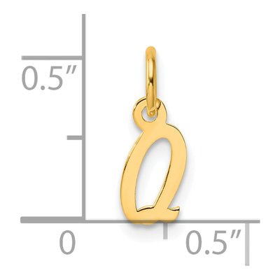 14K Yellow Gold Script Letter Q Charm – view 4