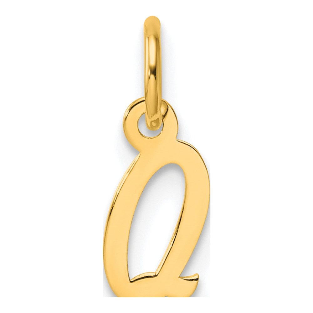 14K Yellow Gold Script Letter Q Charm