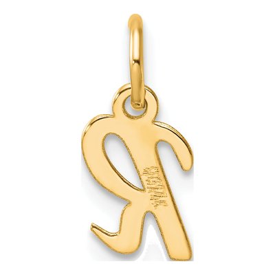 14K Yellow Gold Script Letter R Charm – view 3