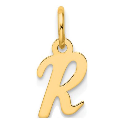 14K Yellow Gold Script Letter R Charm