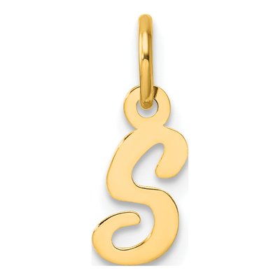 14K Yellow Gold Script Letter S Charm