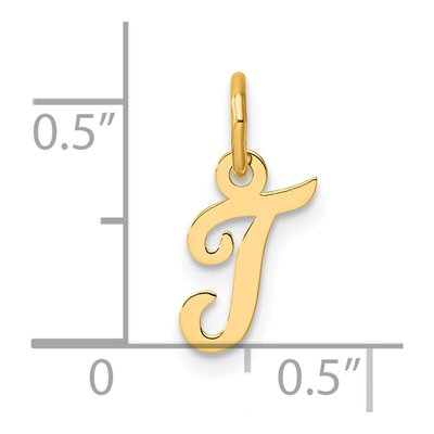 14K Yellow Gold Script Letter T Charm – view 4