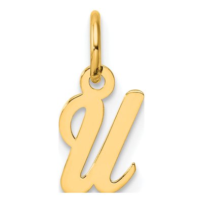 14K Yellow Gold Script Letter U Pendant