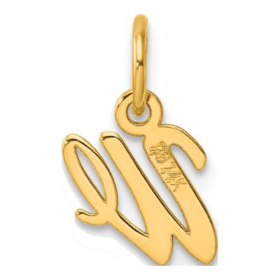 14K Yellow Gold Small Script Letter W Charm – view 4