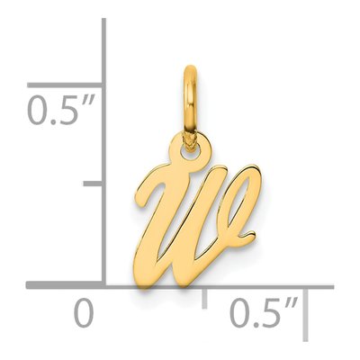 14K Yellow Gold Small Script Letter W Charm – view 5