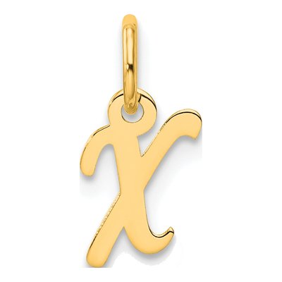 14K Yellow Gold Script Letter X Pendant