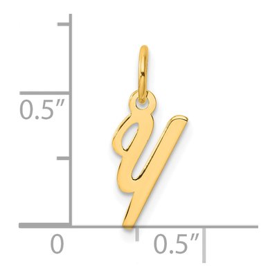 14K Yellow Gold Script Letter Y Charm – view 4