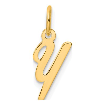 14K Yellow Gold Script Letter Y Charm