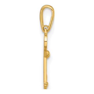 14K Yellow Gold Heart Key Pendant – view 3