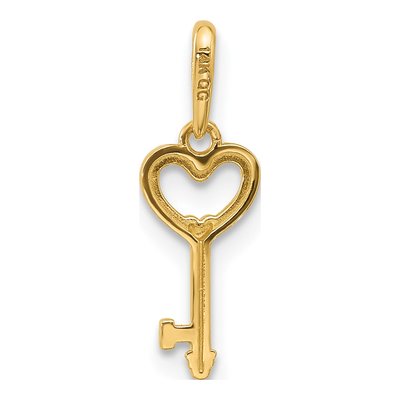 14K Yellow Gold Heart Key Pendant – view 4