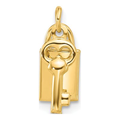 14K Yellow Gold Lock Key Pendant – view 5