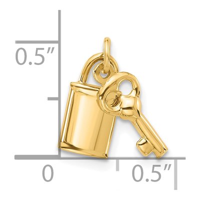 14K Yellow Gold Lock Key Pendant – view 6