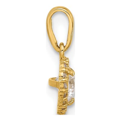 14K Yellow Gold CZ Halo Heart Pendant – view 3