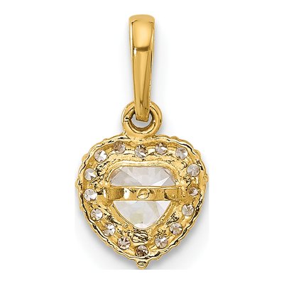 14K Yellow Gold CZ Halo Heart Pendant – view 4