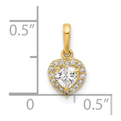 14K Yellow Gold CZ Halo Heart Pendant – view 5