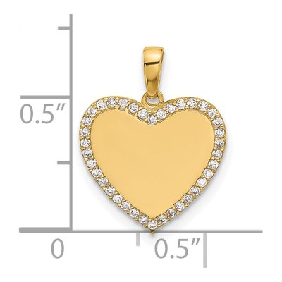 14K Yellow Gold CZ Heart Pendant – view 5