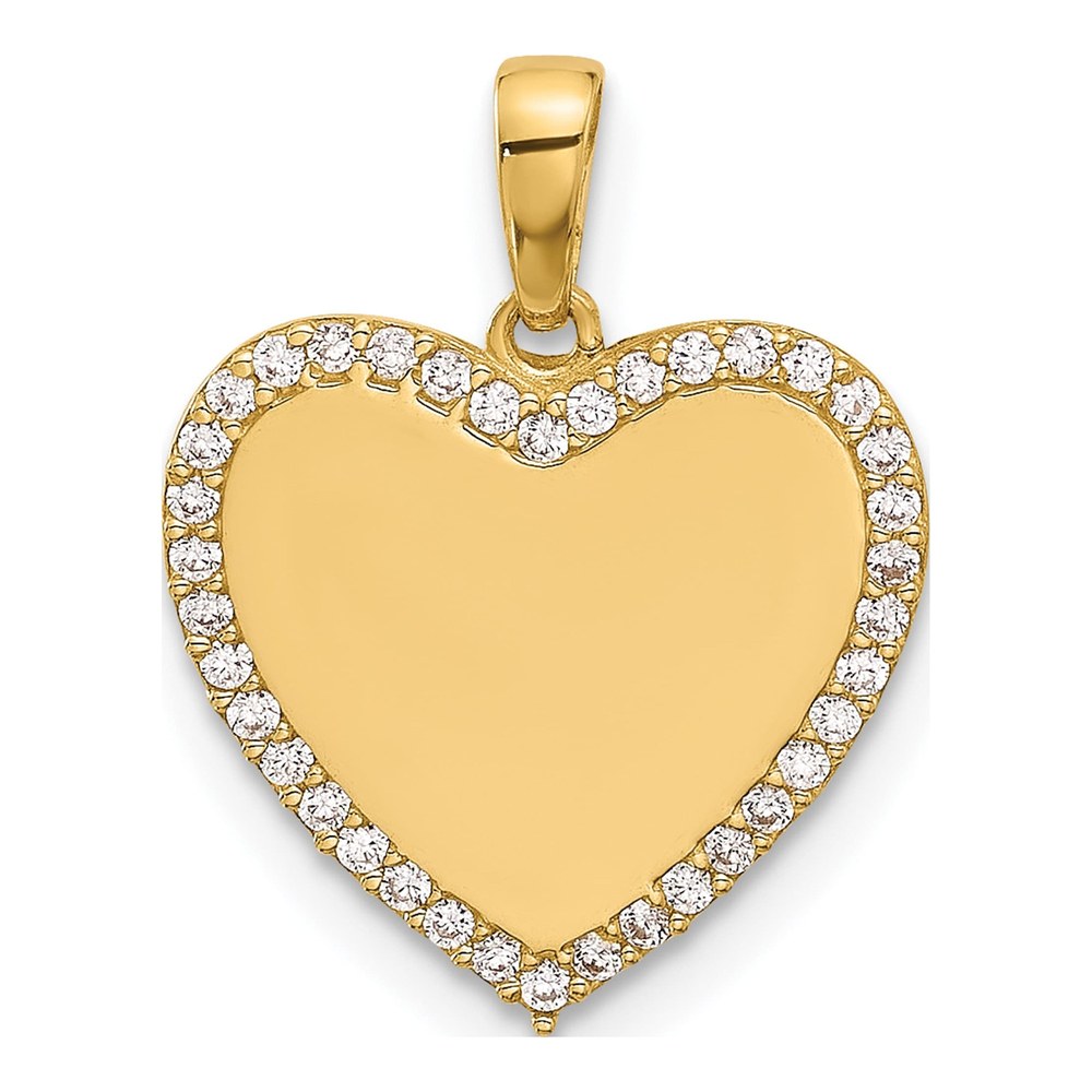 14K Yellow Gold CZ Heart Pendant
