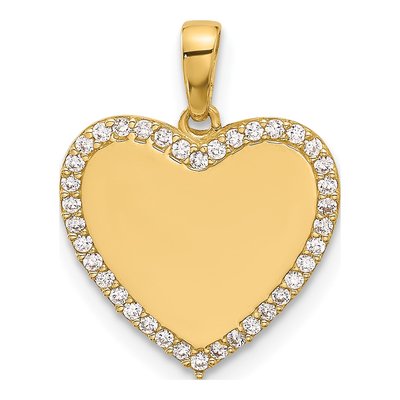 14K Yellow Gold CZ Heart Pendant