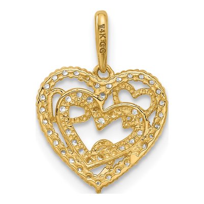 14K Yellow Gold CZ Heart Pendant – view 4
