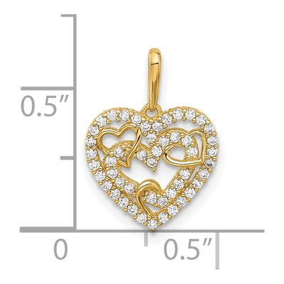 14K Yellow Gold CZ Heart Pendant – view 5