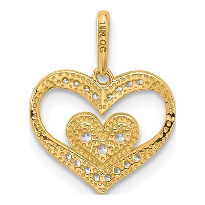 14K Yellow Gold CZ Heart Pendant – view 4