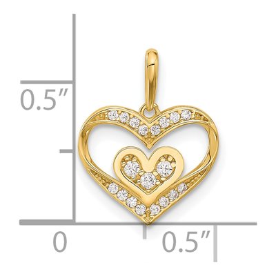 14K Yellow Gold CZ Heart Pendant – view 5