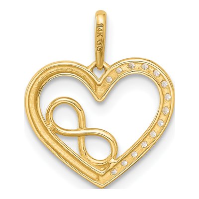 14K Yellow Gold CZ Infinity Heart Pendant – view 4