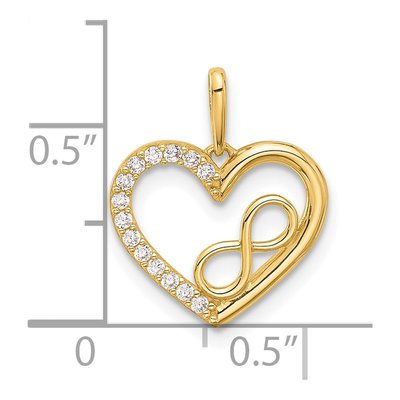 14K Yellow Gold CZ Infinity Heart Pendant – view 5