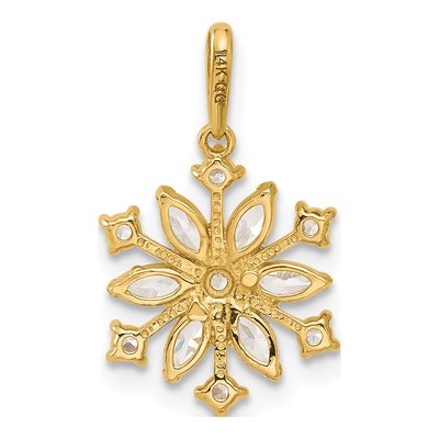 14K Yellow Gold CZ Snowflake Pendant – view 4