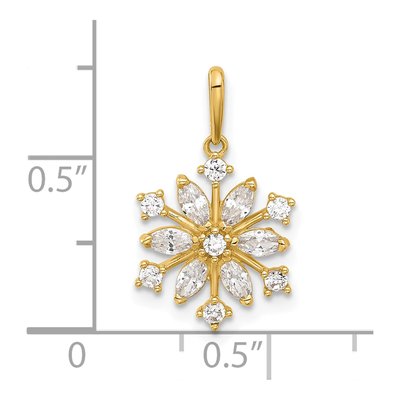 14K Yellow Gold CZ Snowflake Pendant – view 5