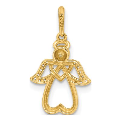 14K Yellow Gold CZ Angel Pendant – view 3